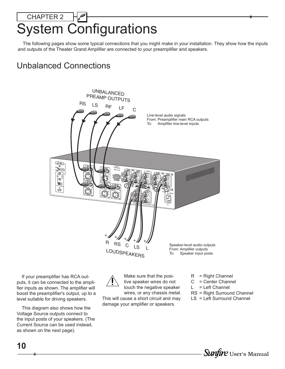 System confi gurations, Unbalanced connections, Chapter 2 | Sunfire TGA-5200 User Manual | Page 10 / 20