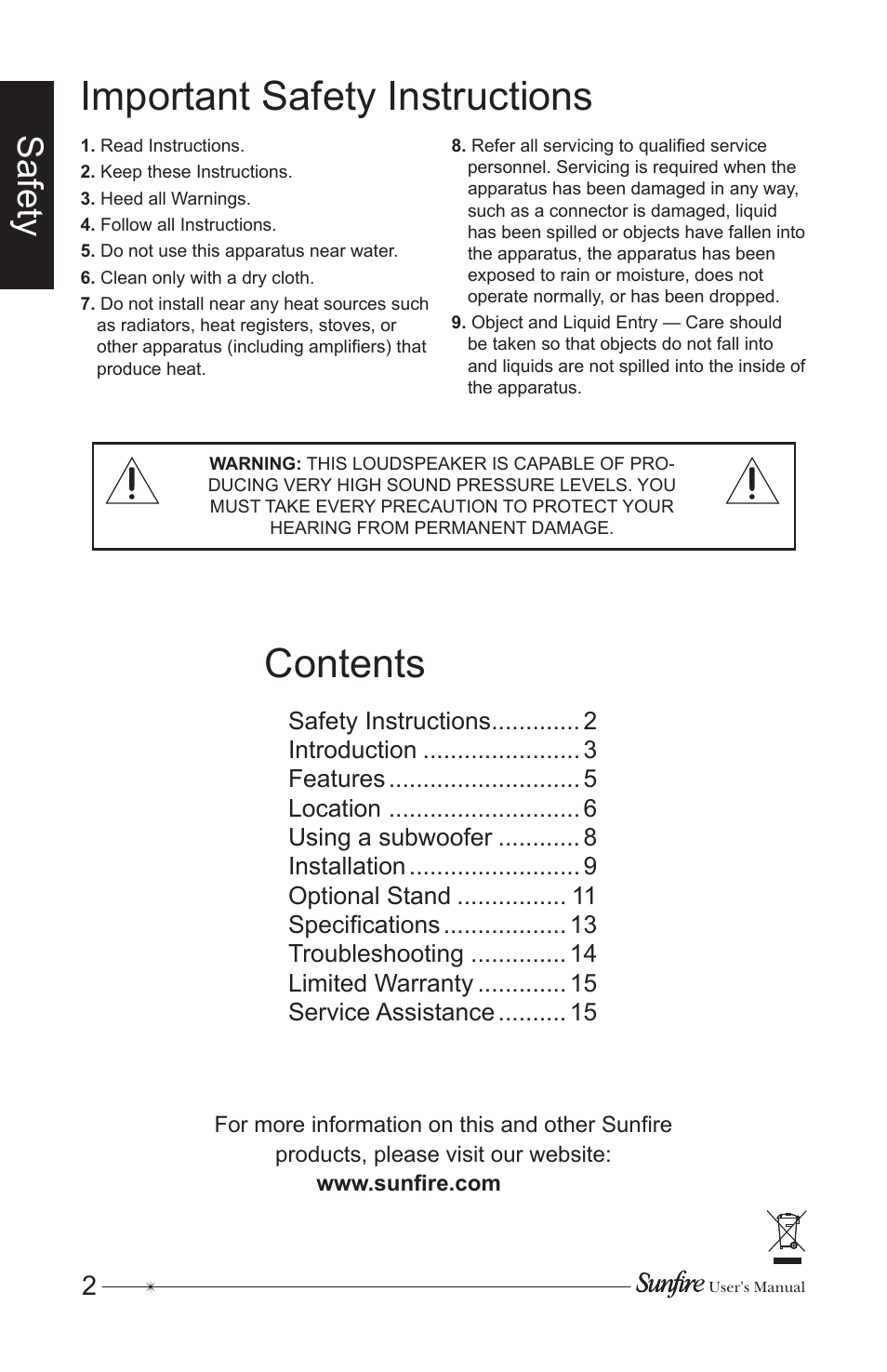 Sunfire HRS-SAT4 User Manual | Page 2 / 16