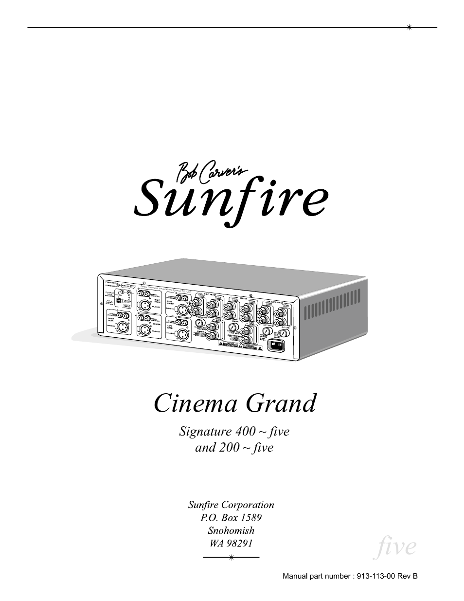 Cinema grand, Five | Sunfire 200 ~ five User Manual | Page 20 / 20