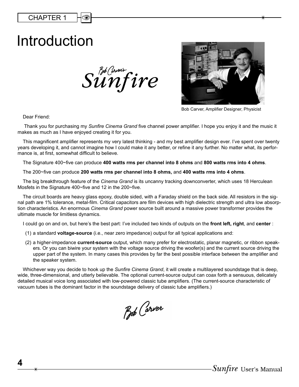 Introduction, Chapter 1 | Sunfire 200 ~ five User Manual | Page 4 / 20