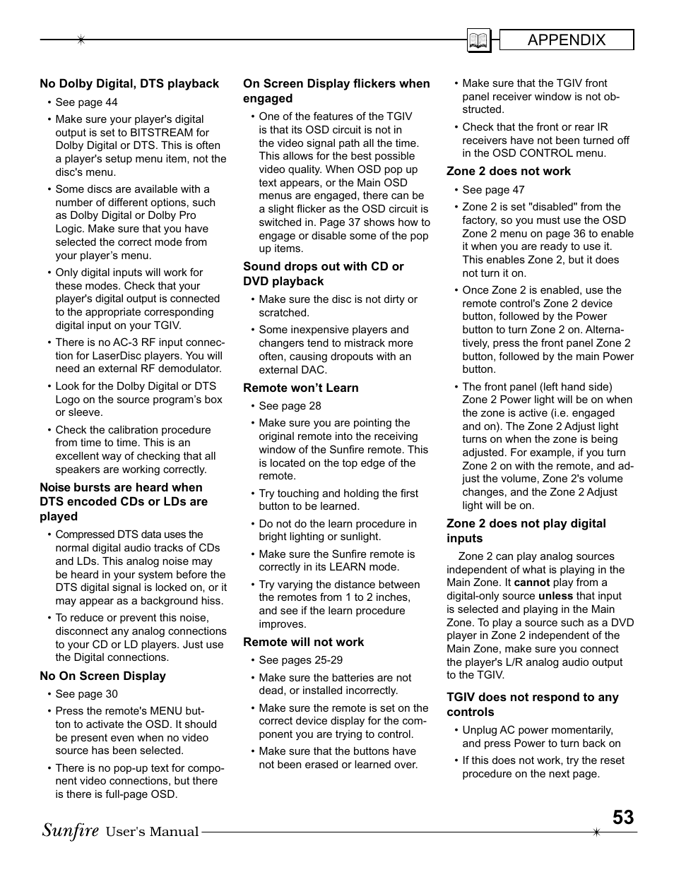 Appendix | Sunfire IV User Manual | Page 53 / 60