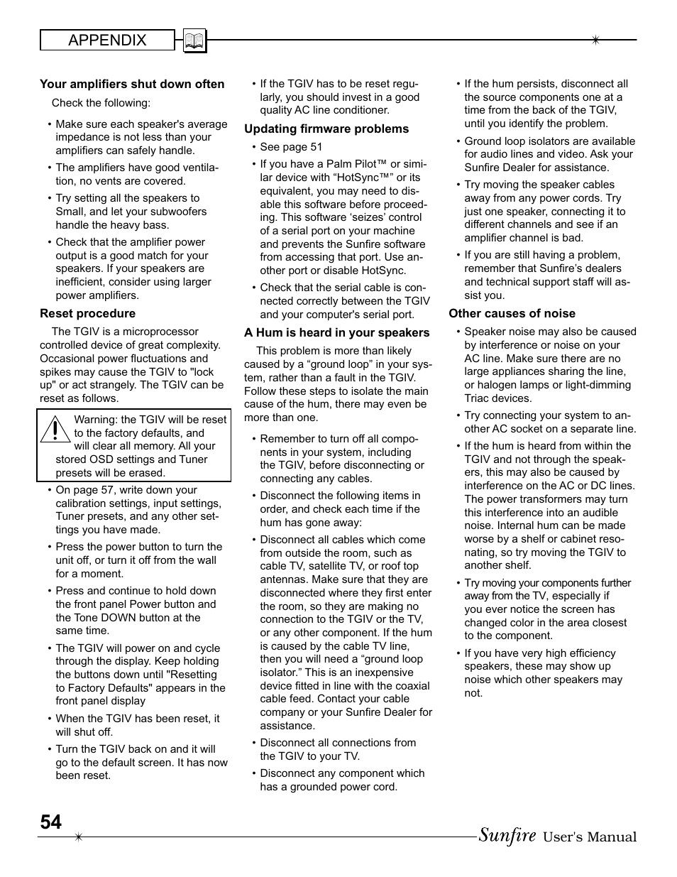 Appendix, User's manual | Sunfire IV User Manual | Page 54 / 60