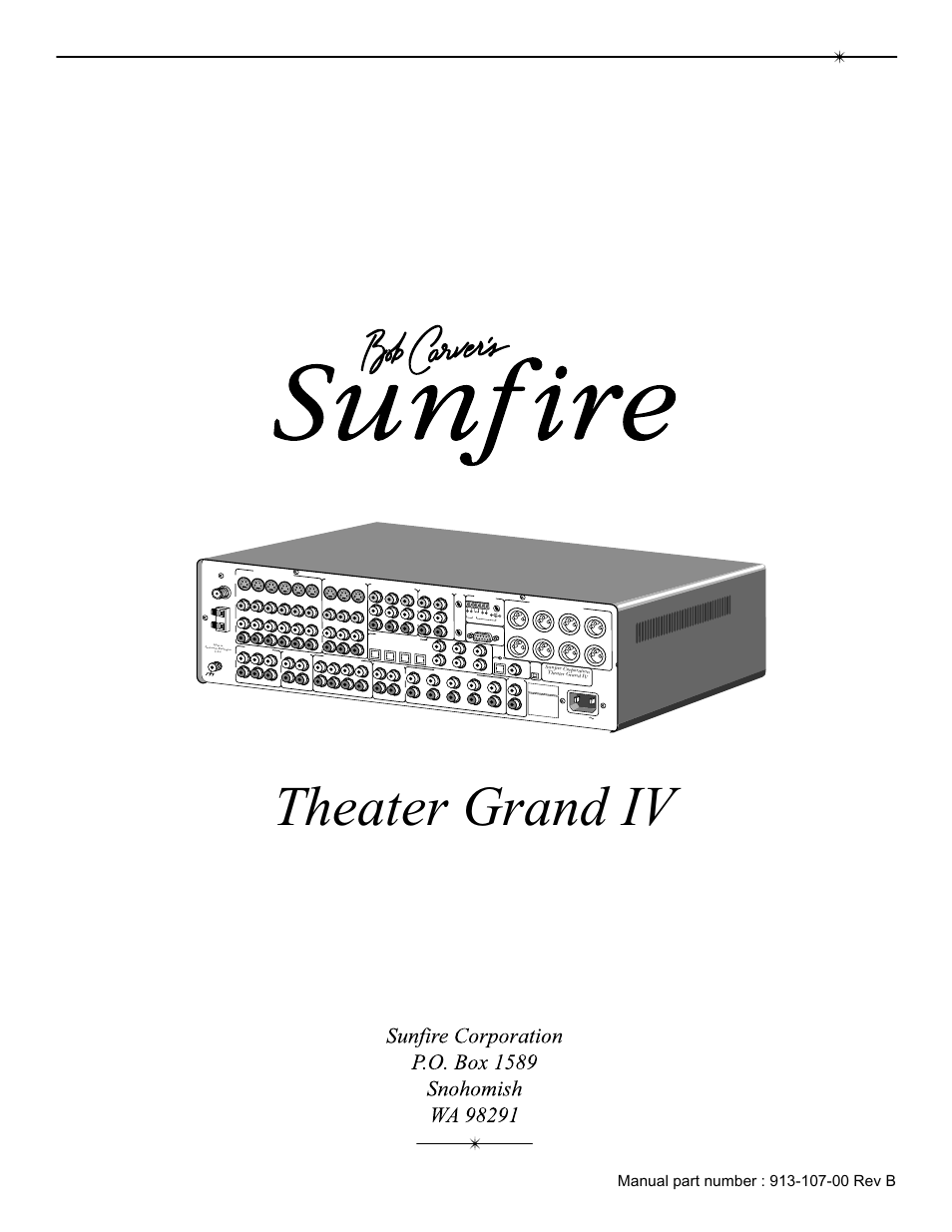 Theater grand iv | Sunfire IV User Manual | Page 60 / 60