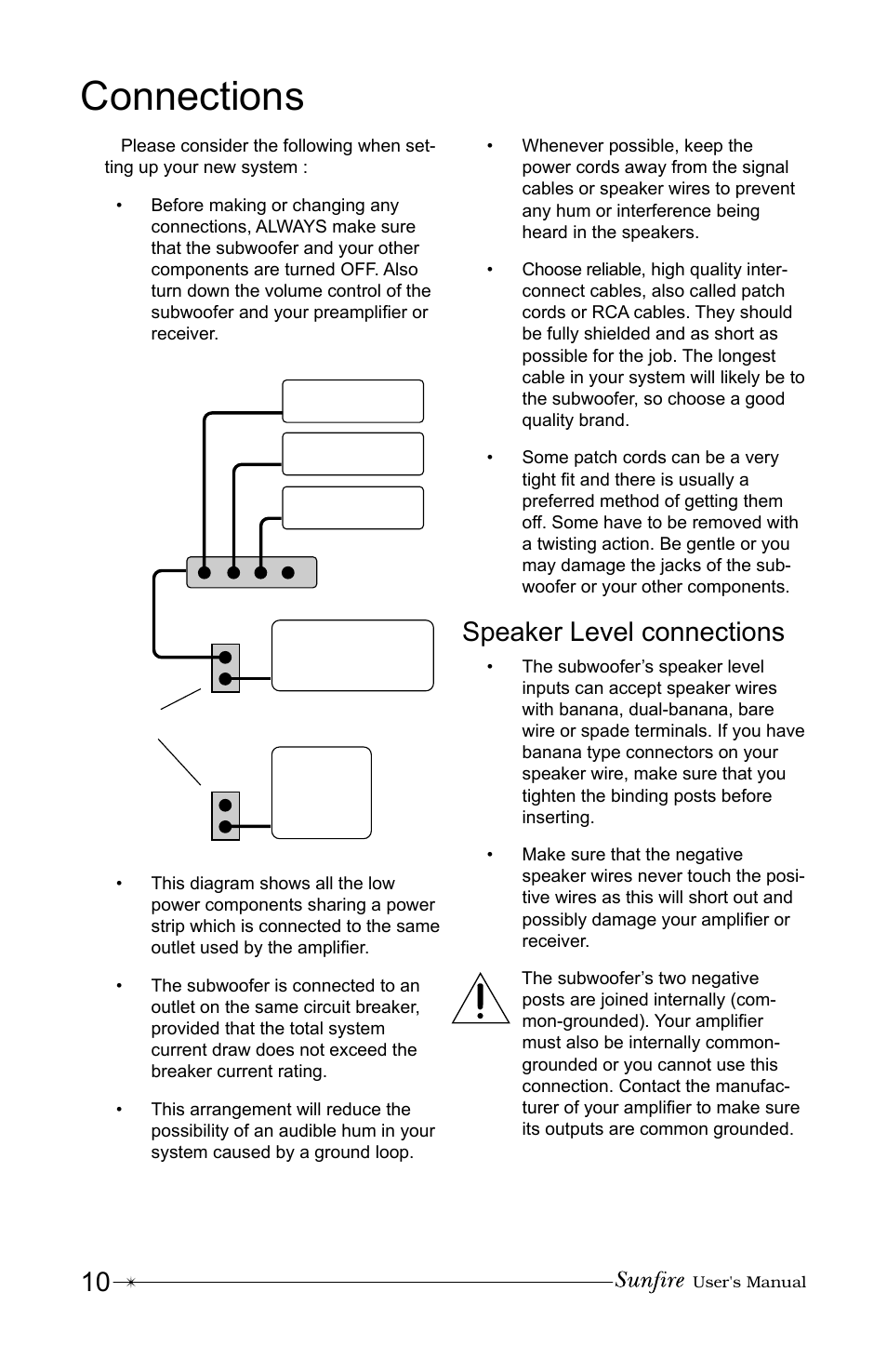 Connections, Speaker level connections | Sunfire True Subwoofer Signature and Standard Version User Manual | Page 10 / 24