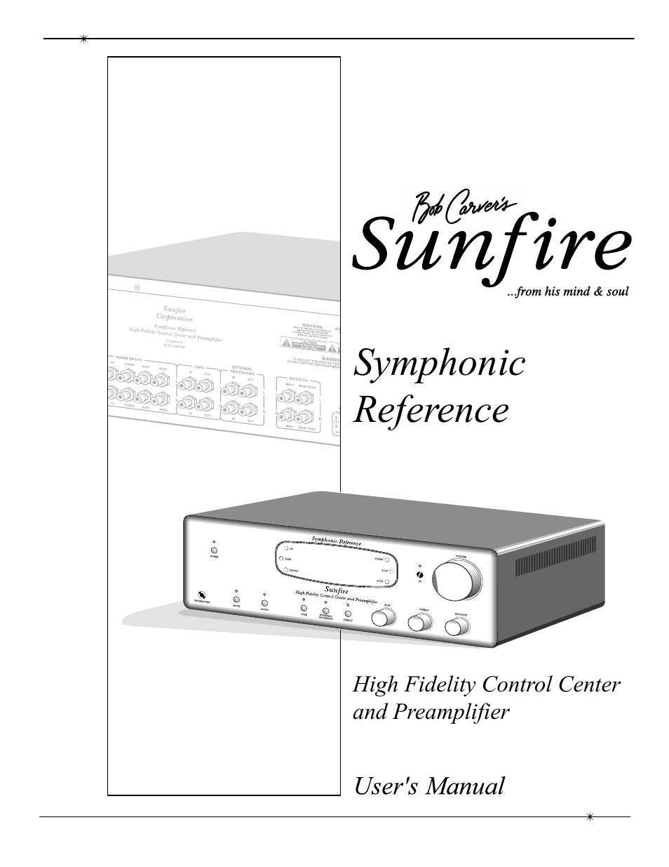 Sunfire Symphonic Reference High Fidelity Control Center and Preamplifier User Manual | 16 pages