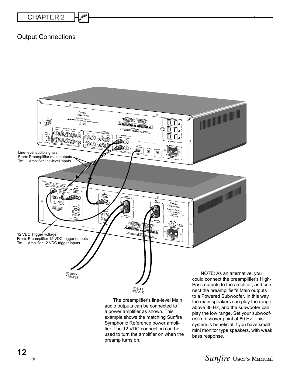 Chapter 2 output connections | Sunfire Symphonic Reference High Fidelity Control Center and Preamplifier User Manual | Page 12 / 16