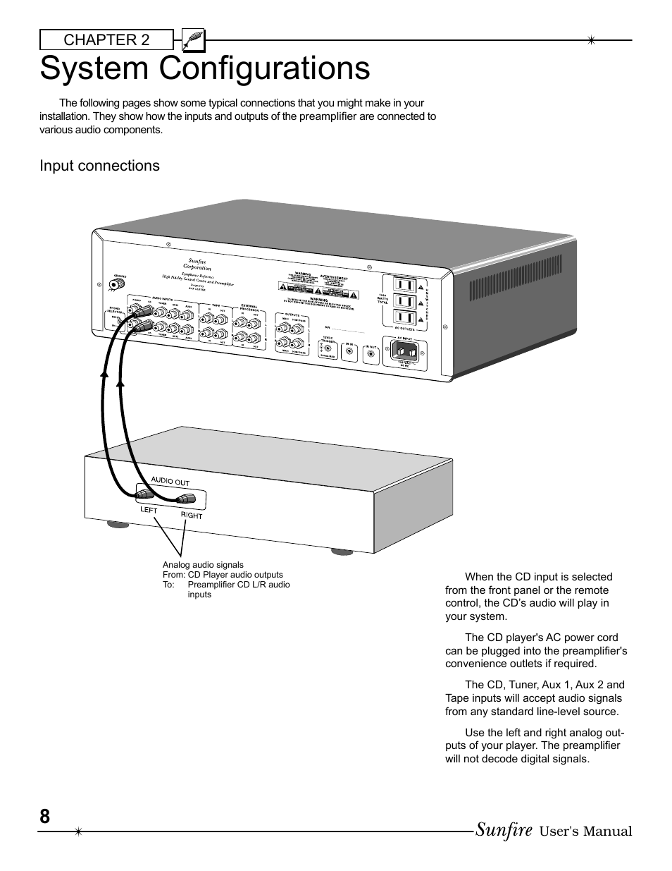 System conþ gurations | Sunfire Symphonic Reference High Fidelity Control Center and Preamplifier User Manual | Page 8 / 16