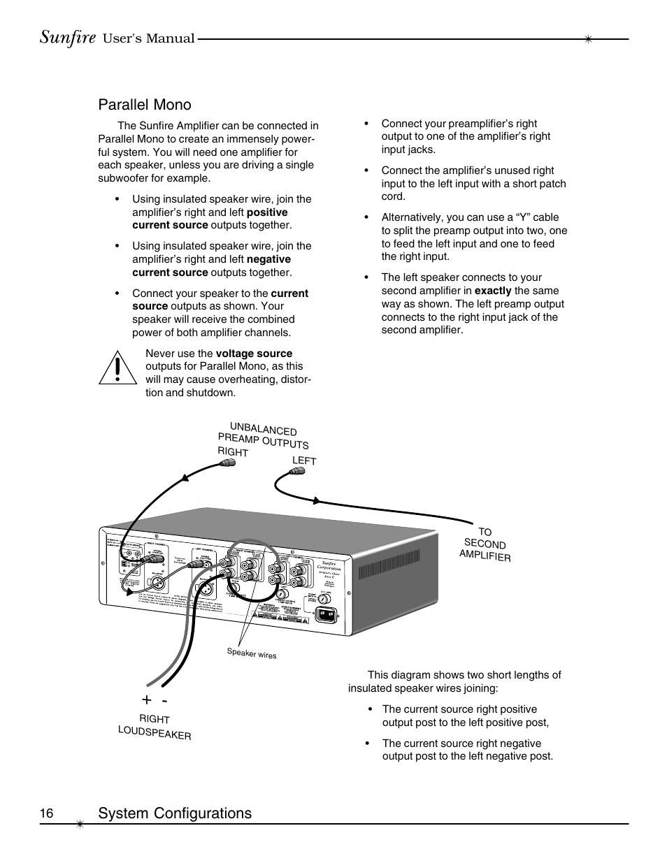 Parallel mono, System configurations | Sunfire Signature User Manual | Page 16 / 24