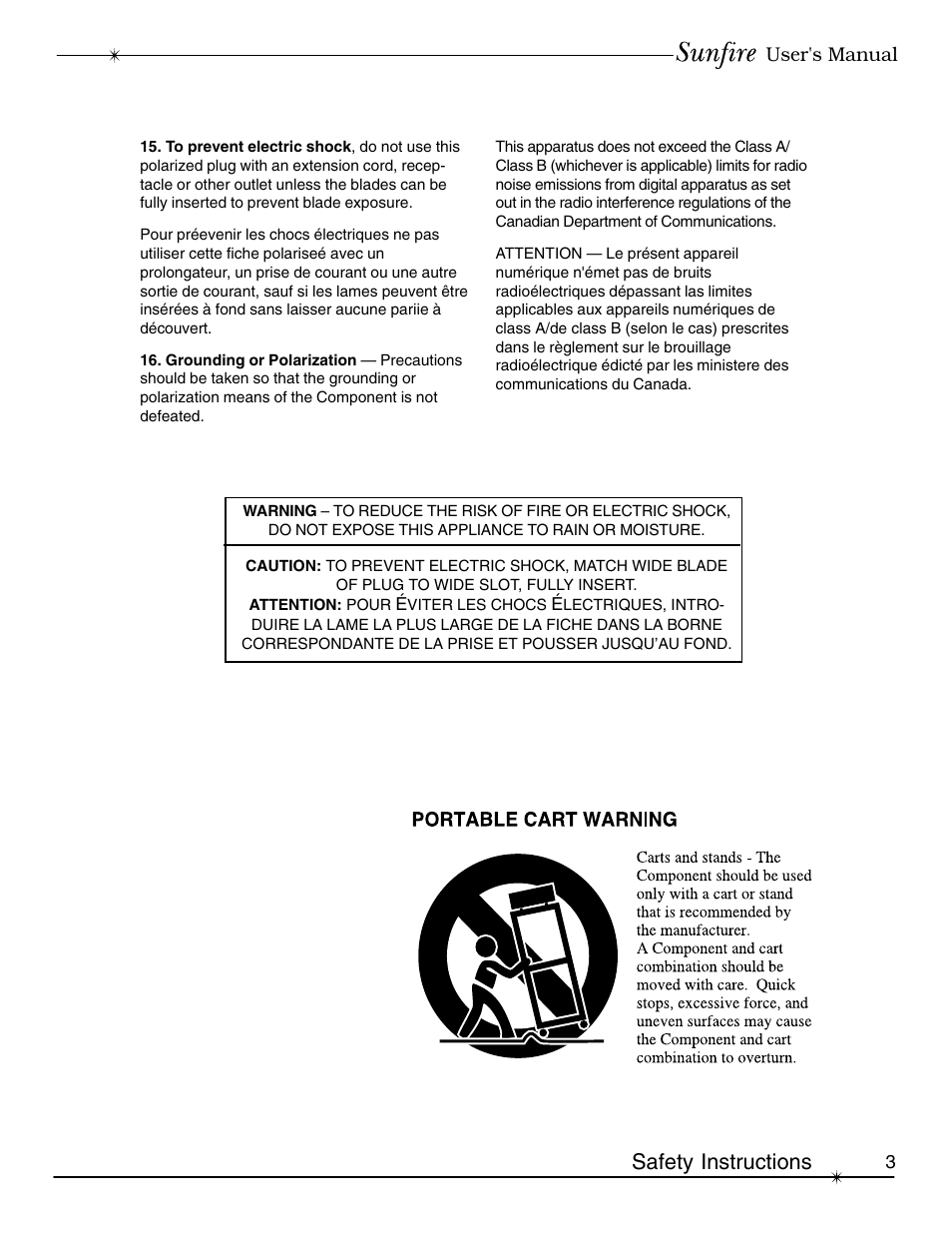 Safety instructions | Sunfire Signature User Manual | Page 3 / 24