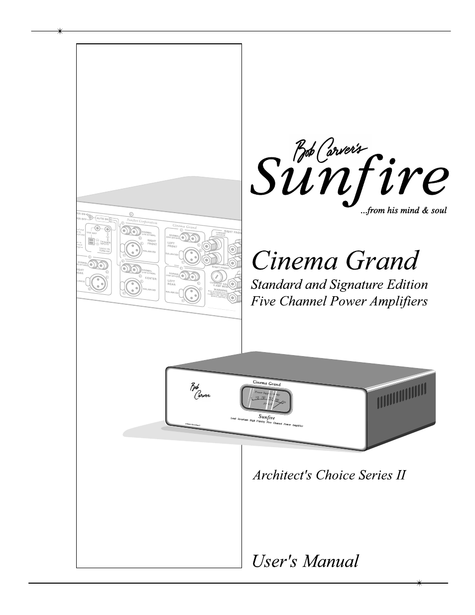 Sunfire cinema grand Series II User Manual | 24 pages