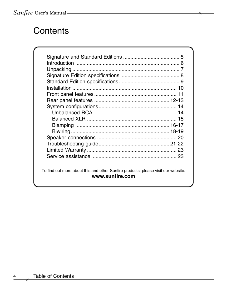 Sunfire cinema grand Series II User Manual | Page 4 / 24