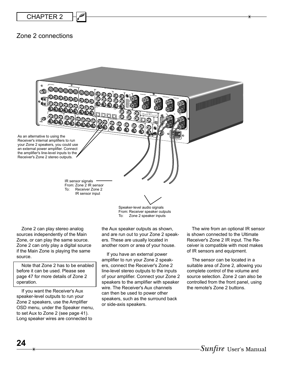 Chapter 2 zone 2 connections, User's manual | Sunfire Radio User Manual | Page 24 / 60