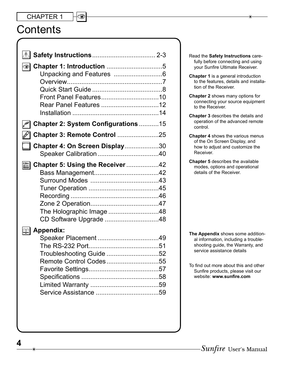 Sunfire Radio User Manual | Page 4 / 60