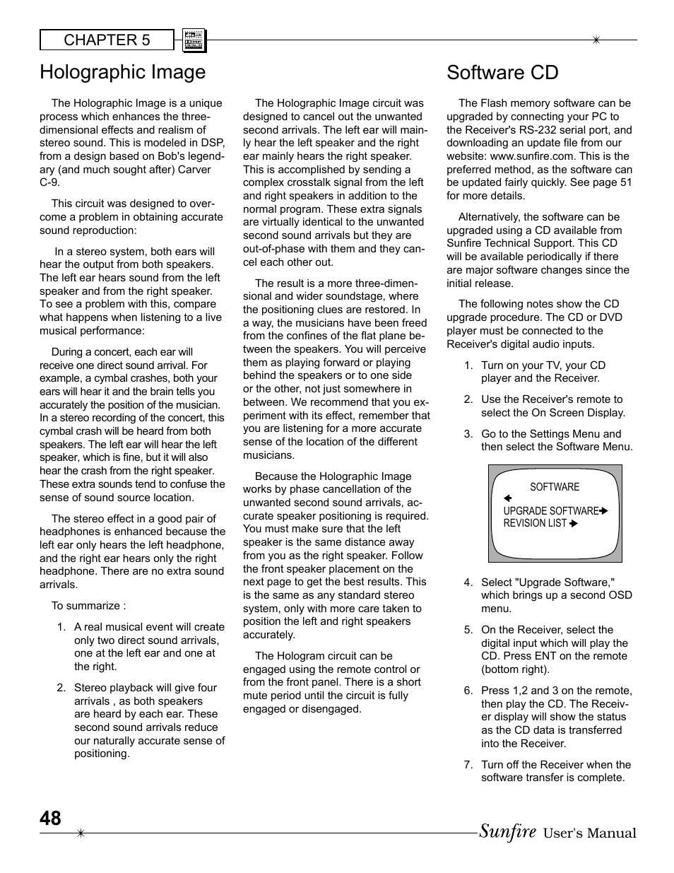 Holographic im age software cd, Chapter 5 | Sunfire Radio User Manual | Page 48 / 60