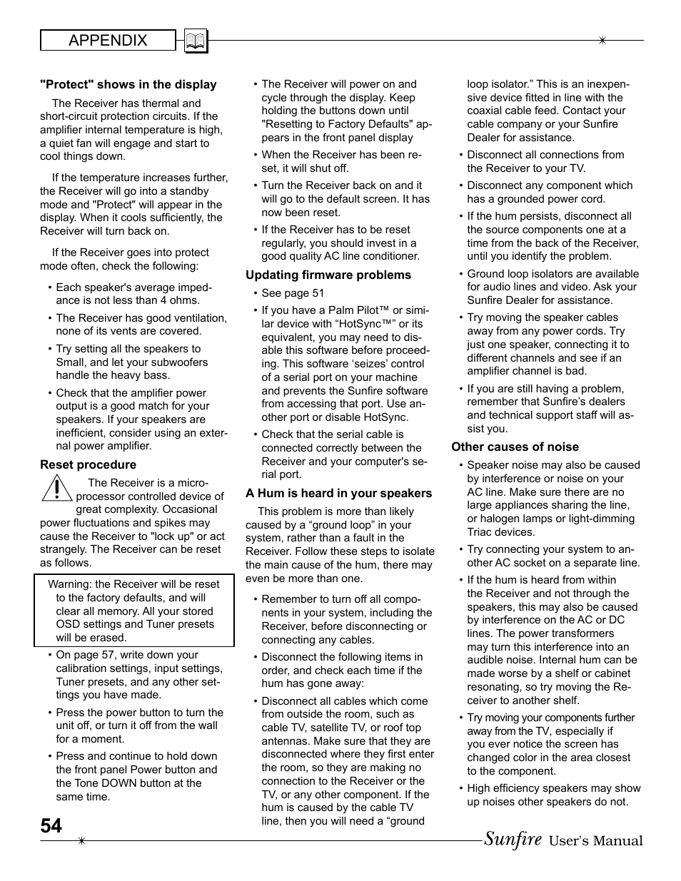 Appendix, User's manual | Sunfire Radio User Manual | Page 54 / 60