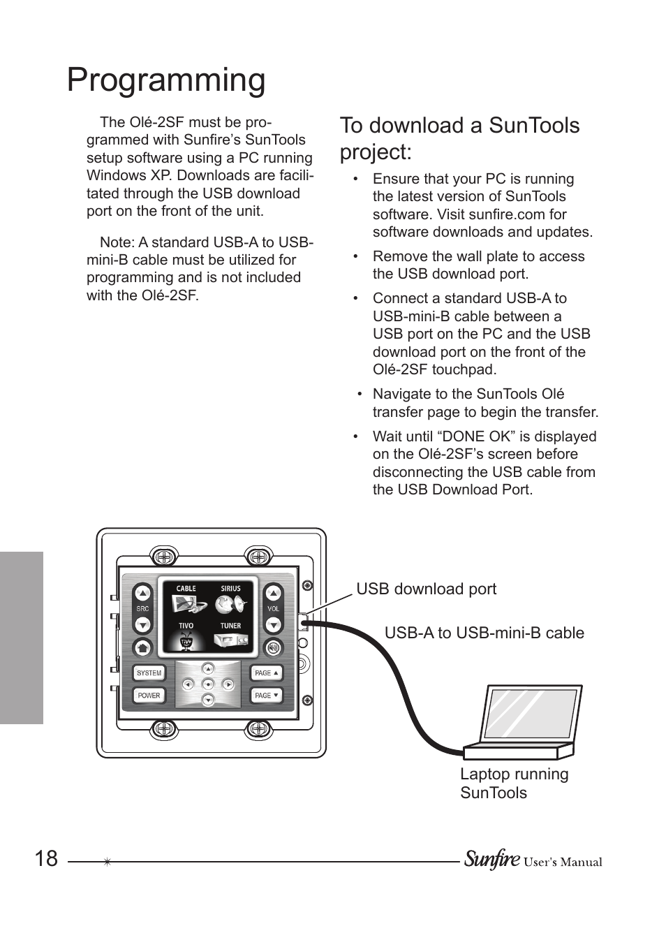 Programming | Sunfire OLE-2SF User Manual | Page 18 / 24