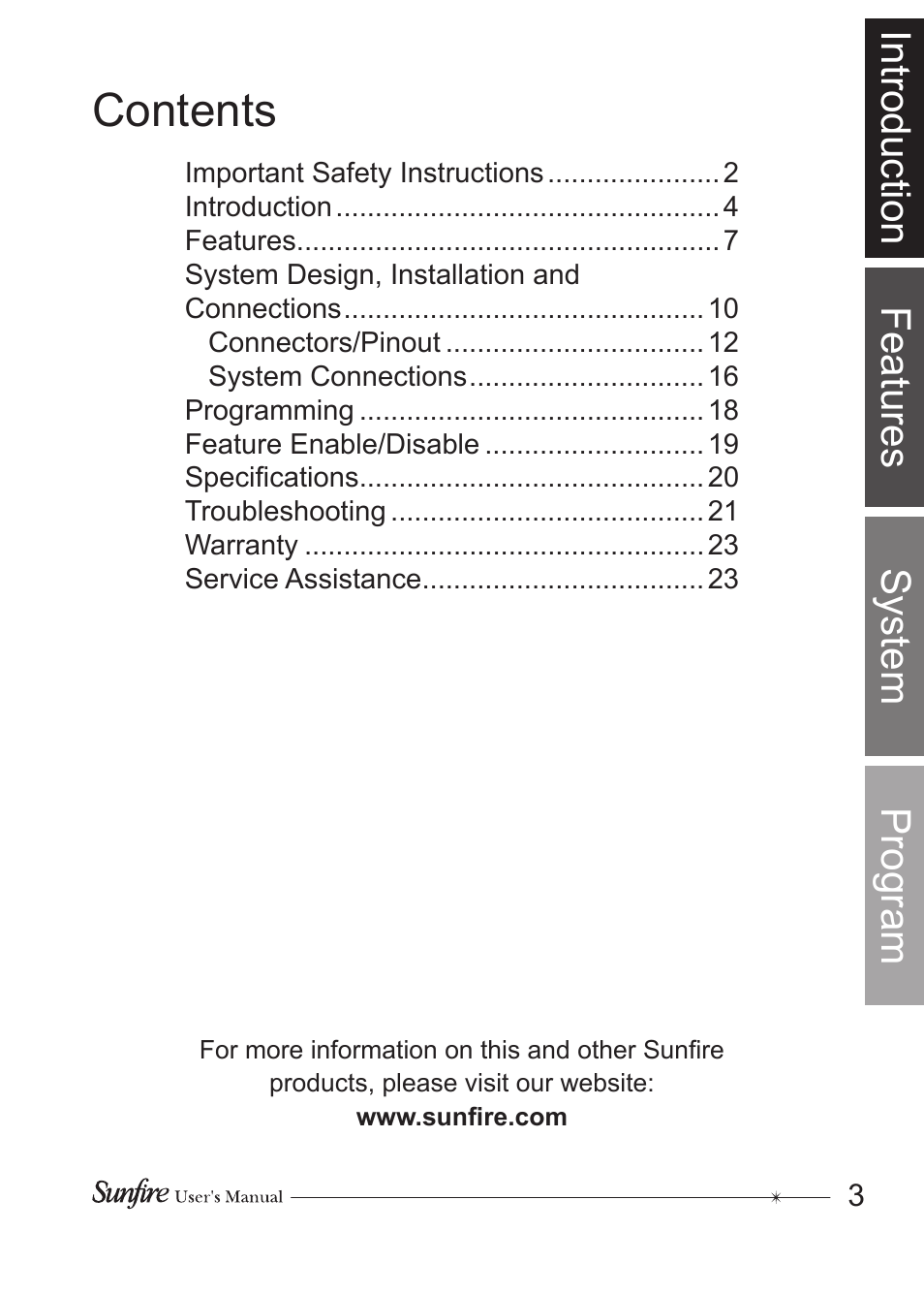 Sunfire OLE-2SF User Manual | Page 3 / 24