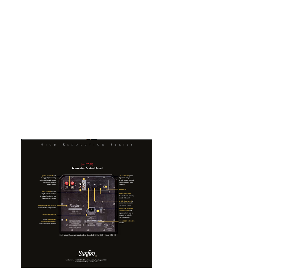 Subwoofer control panel, Ig h, Er i e s | Sunfire High Resolution Series User Manual | Page 4 / 12