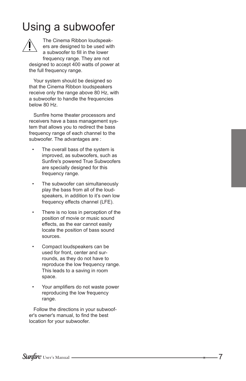 Using a subwoofer | Sunfire CRM-2BIP User Manual | Page 7 / 12