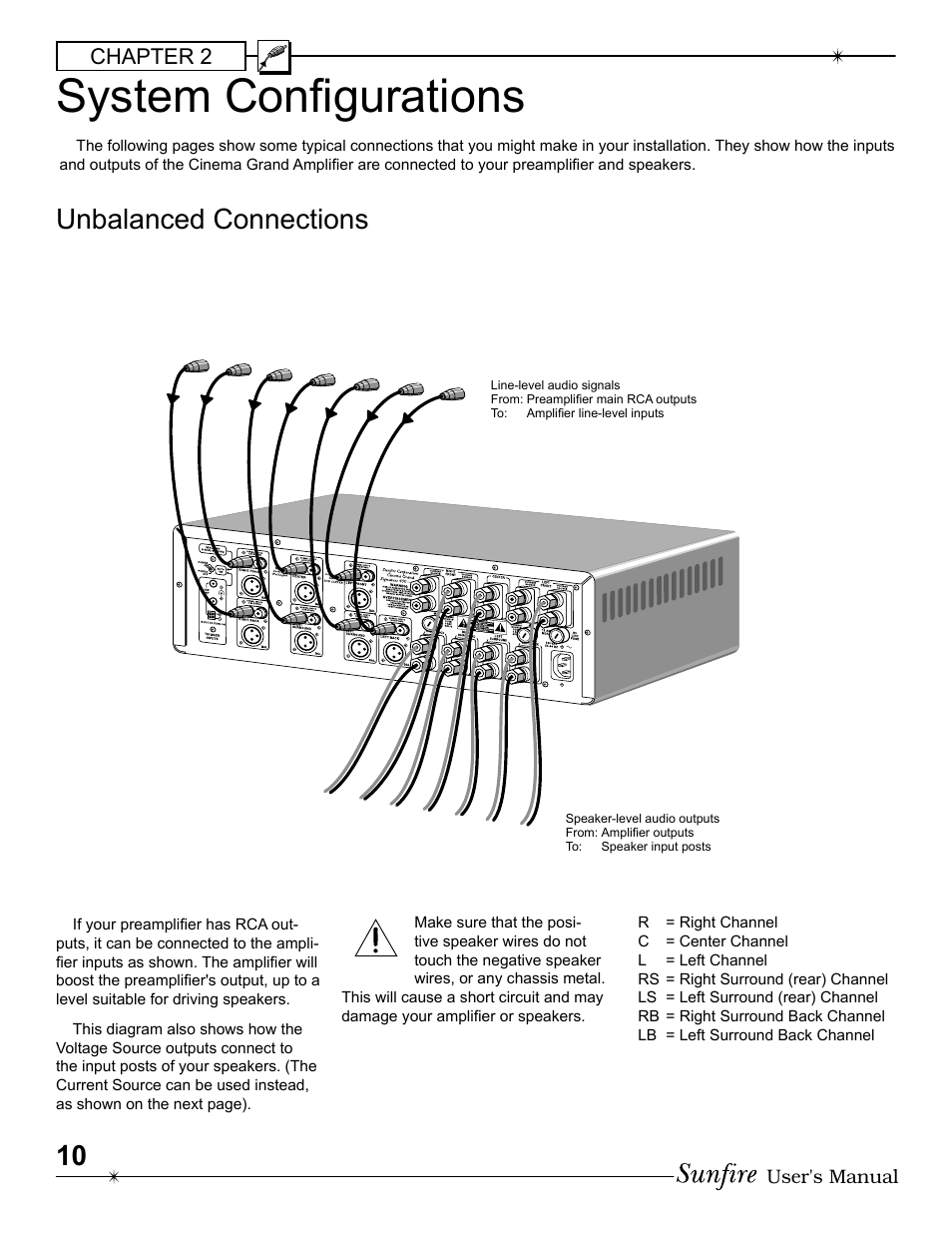 System conþ gurations, Unbalanced connections, Chapter 2 | Sunfire 200 seven User Manual | Page 10 / 20