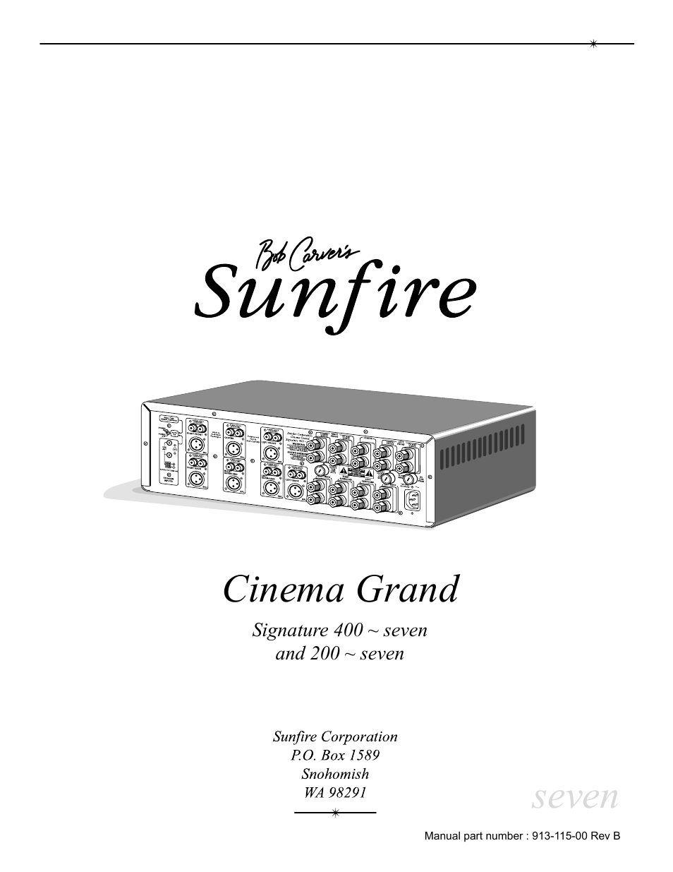 Cinema grand, Seven | Sunfire 200 seven User Manual | Page 20 / 20