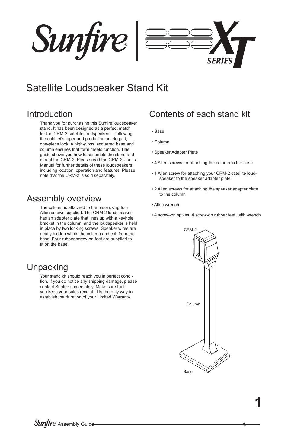 Sunfire Speaker User Manual | 4 pages