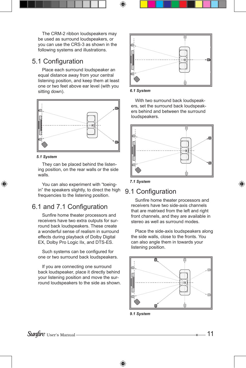 1 confi guration, 1 and 7.1 confi guration | Sunfire CRS-3 User Manual | Page 11 / 16