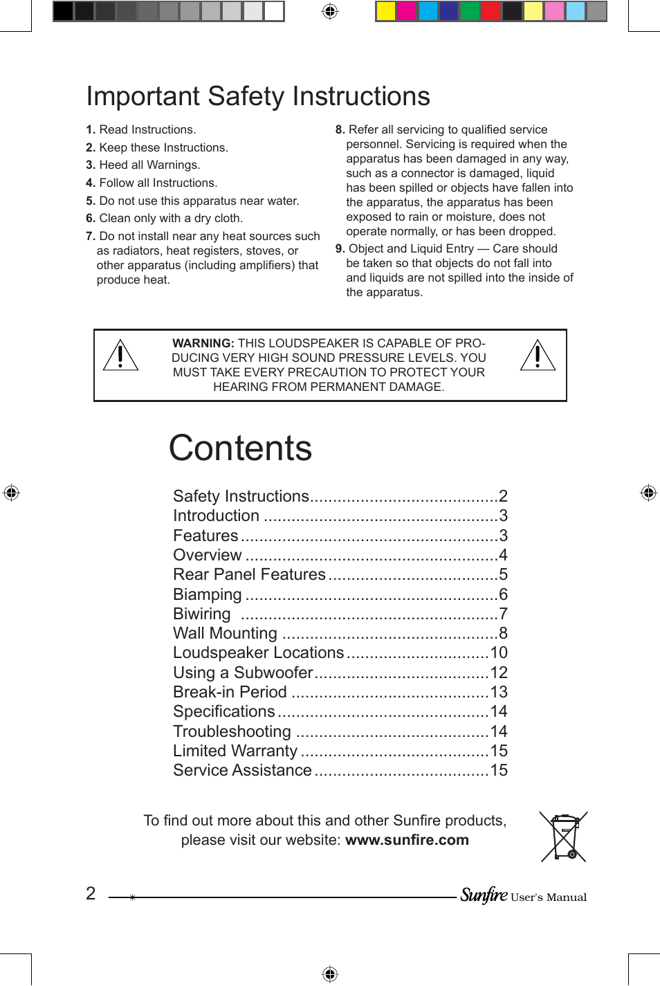 Sunfire CRS-3 User Manual | Page 2 / 16