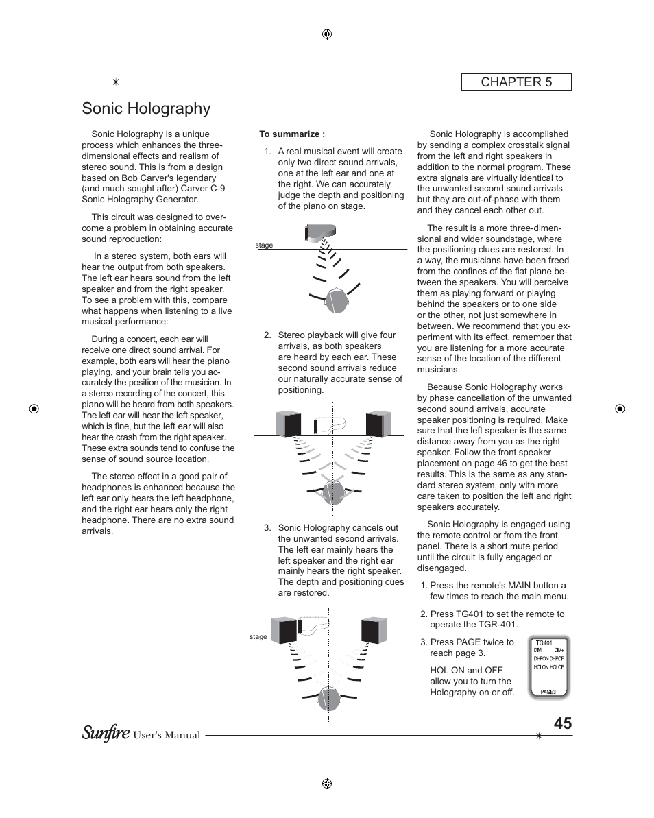 Sonic holography, Chapter 5 | Sunfire TGR401 User Manual | Page 45 / 69