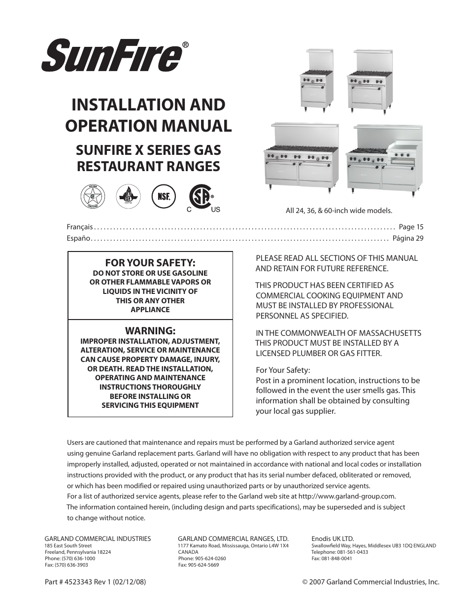 Sunfire X Series User Manual | 44 pages