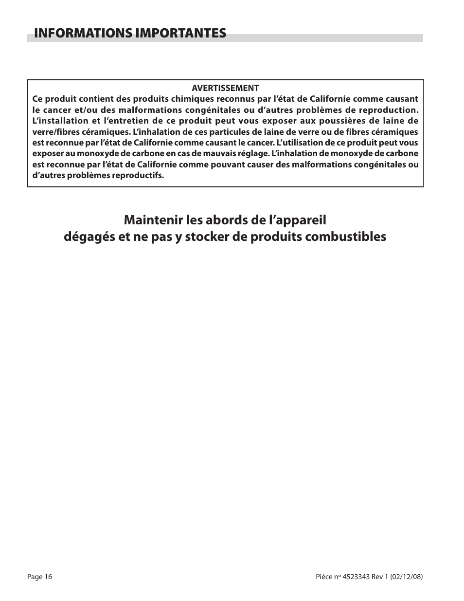 Informations importantes | Sunfire X Series User Manual | Page 16 / 44
