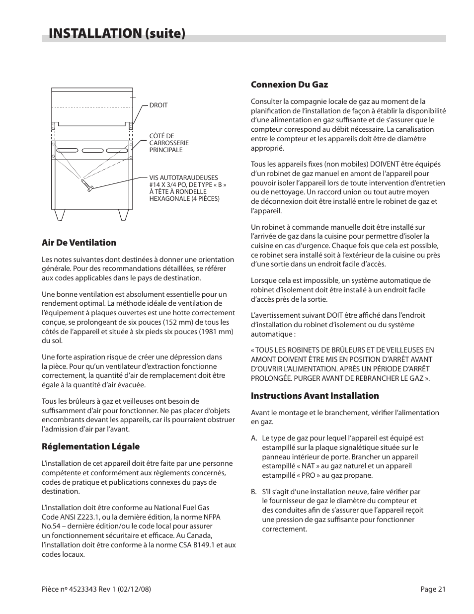 Installation (suite) | Sunfire X Series User Manual | Page 21 / 44