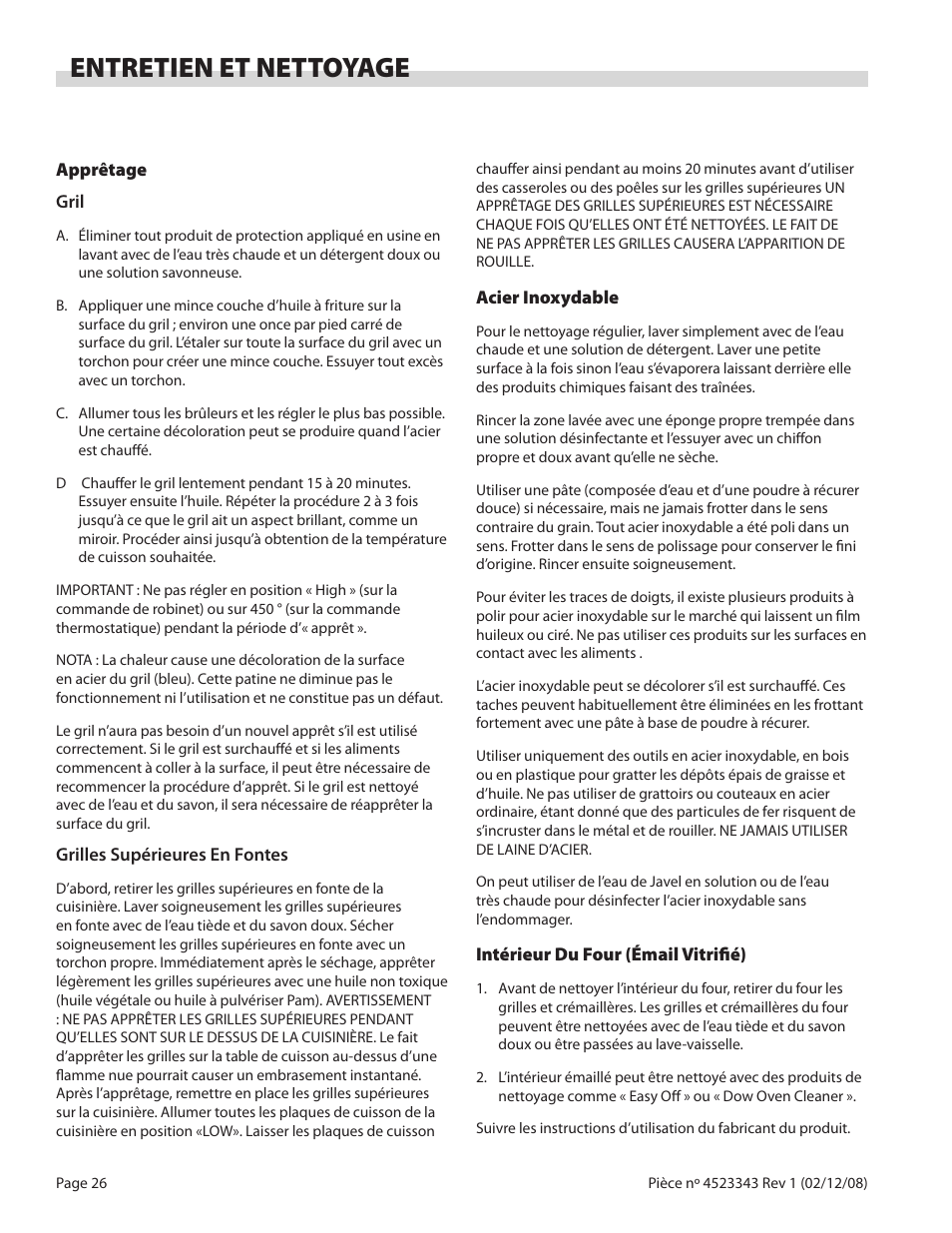 Entretien et nettoyage | Sunfire X Series User Manual | Page 26 / 44