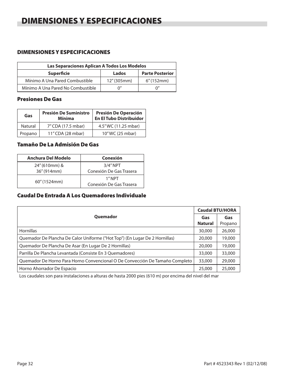 Dimensiones y especificaciones | Sunfire X Series User Manual | Page 32 / 44