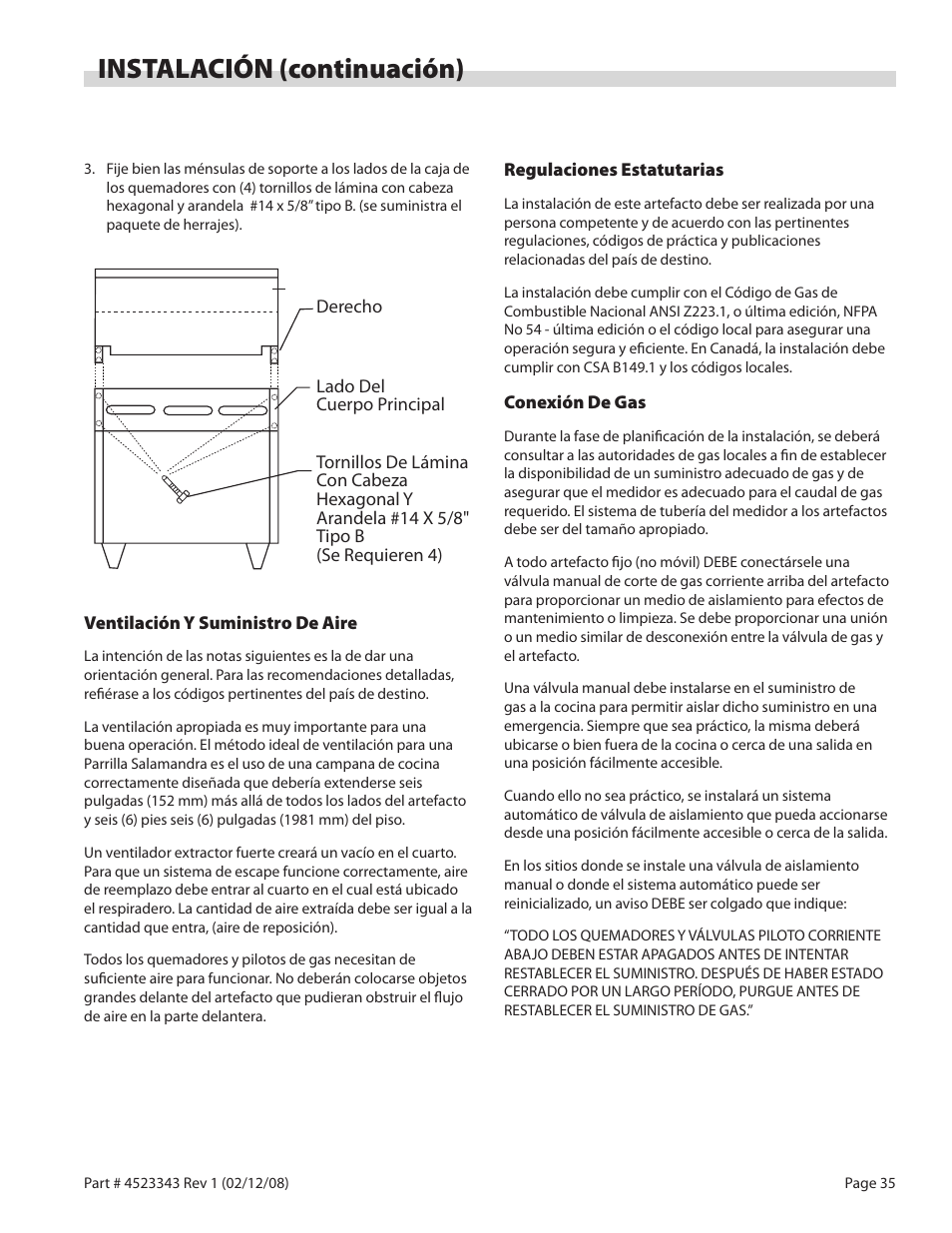 Instalación (continuación) | Sunfire X Series User Manual | Page 35 / 44