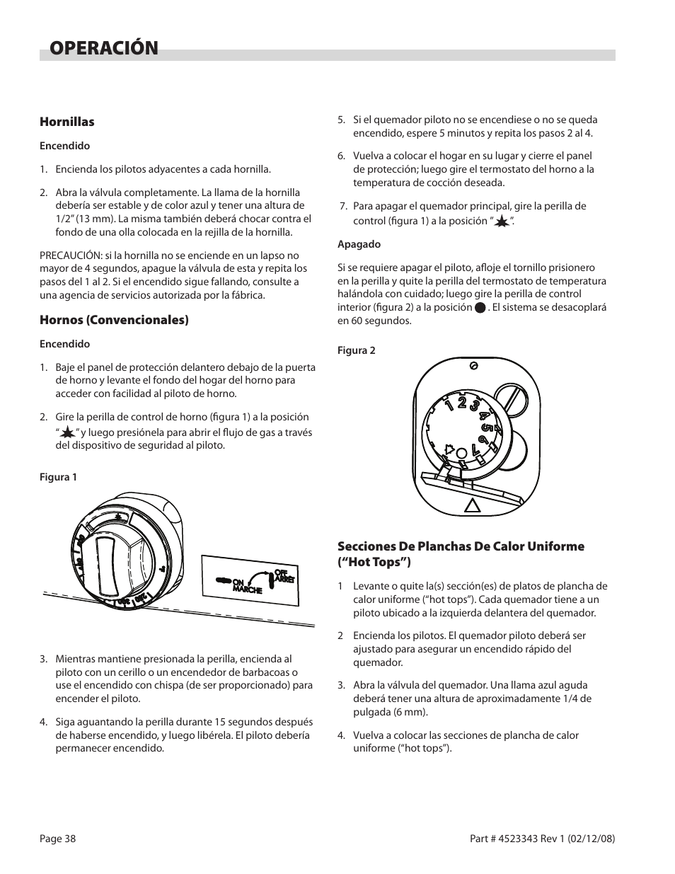 Operación | Sunfire X Series User Manual | Page 38 / 44