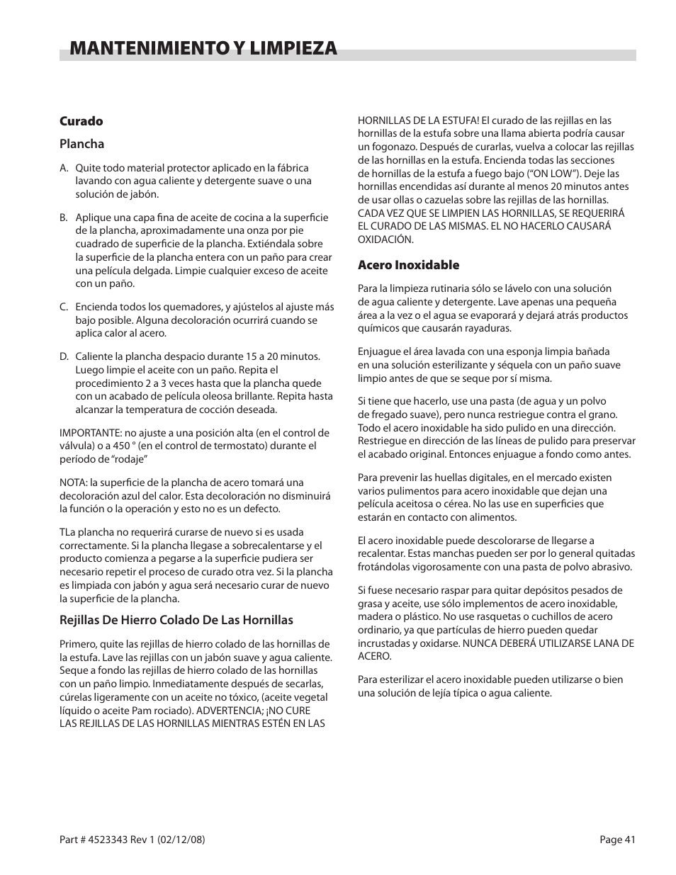 Mantenimiento y limpieza | Sunfire X Series User Manual | Page 41 / 44