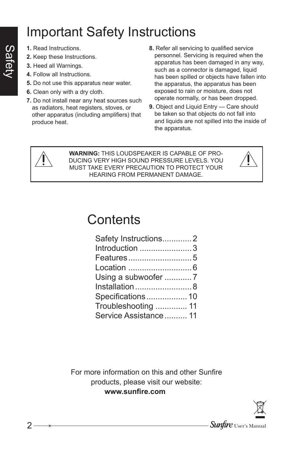 Sunfire HRS-SAT4BIP User Manual | Page 2 / 12