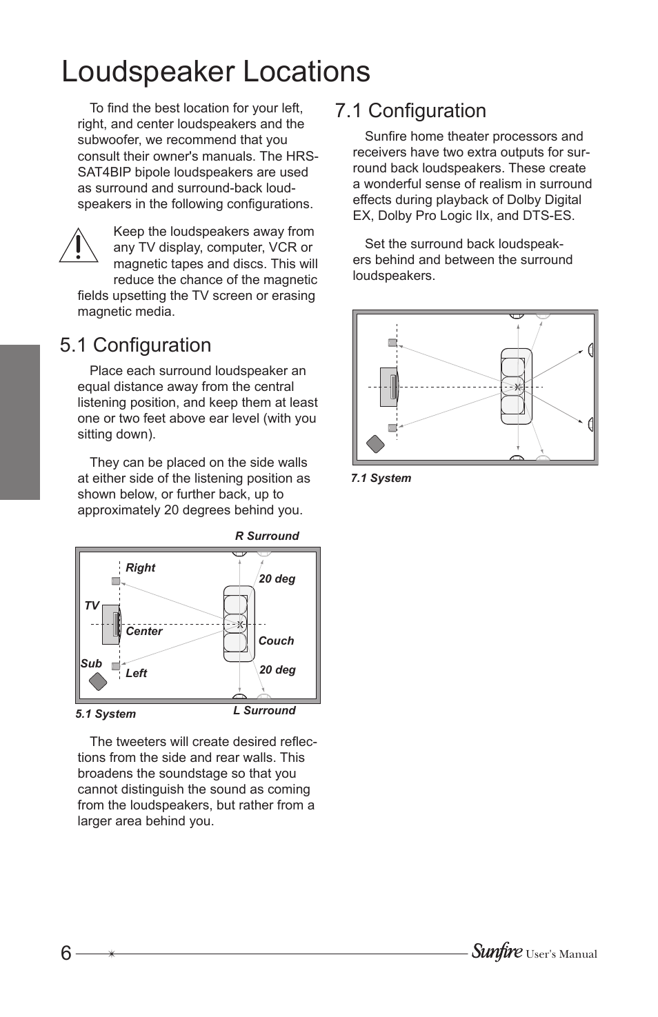 Loudspeaker locations, 1 configuration | Sunfire HRS-SAT4BIP User Manual | Page 6 / 12