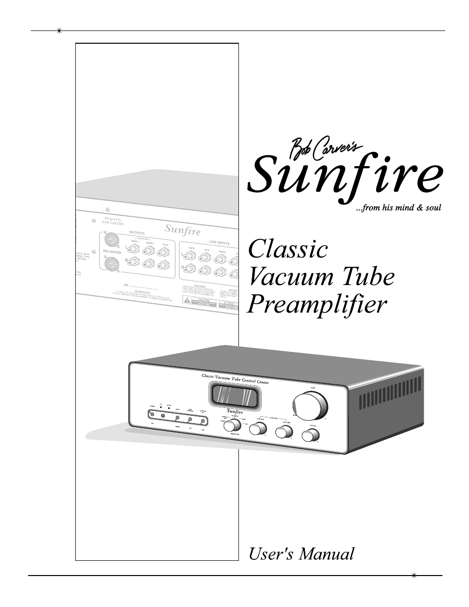 Sunfire Classic Vacuum Tube Preamplifier User Manual | 24 pages