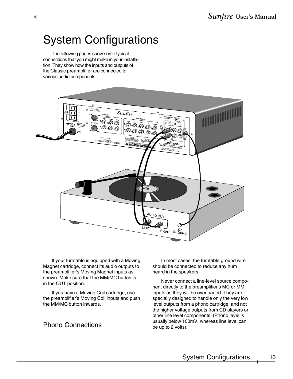 System configurations | Sunfire Classic Vacuum Tube Preamplifier User Manual | Page 13 / 24