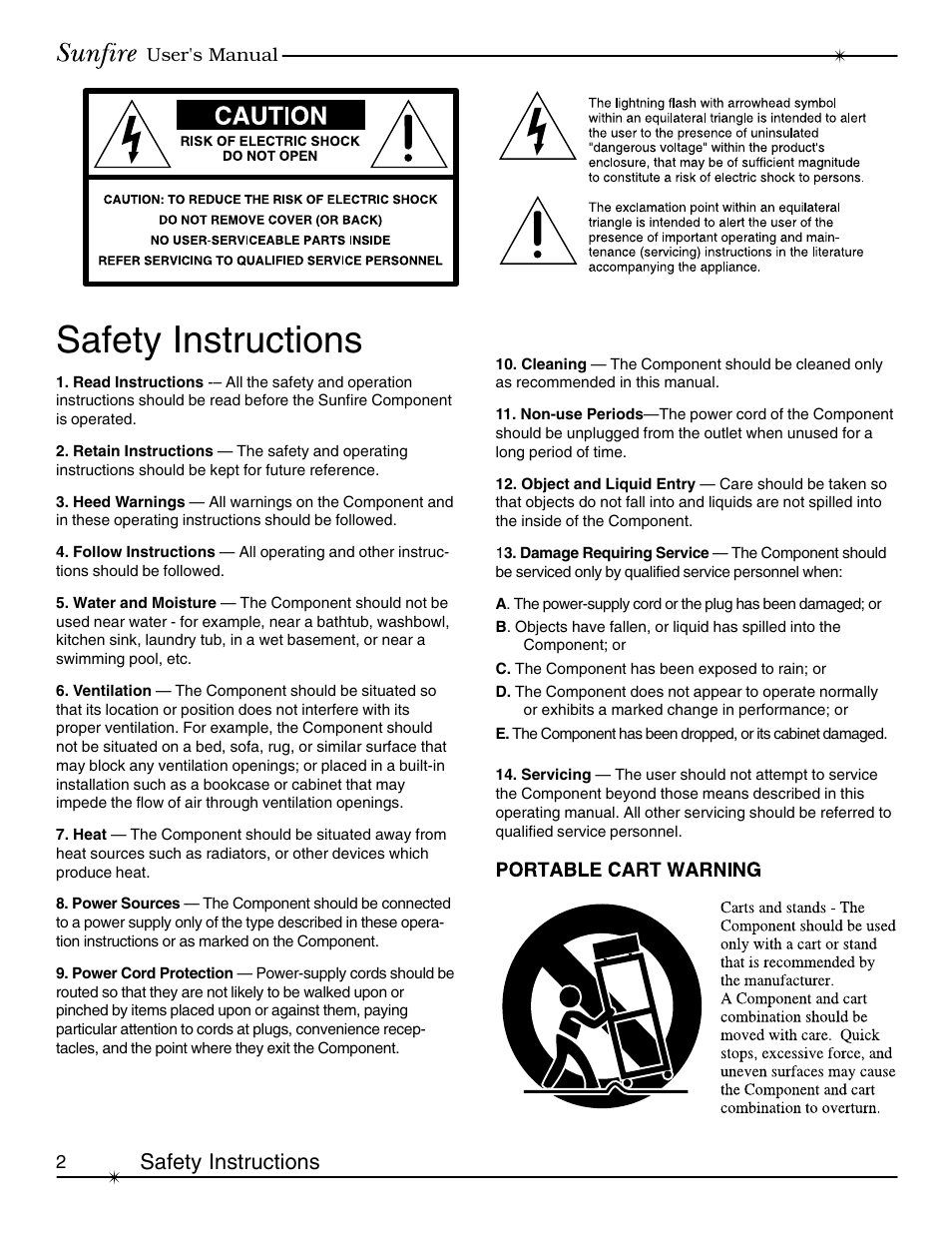 Safety instructions | Sunfire Classic Vacuum Tube Preamplifier User Manual | Page 2 / 24