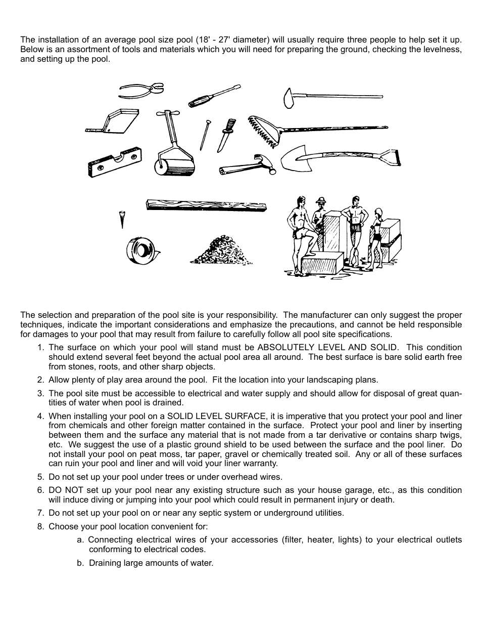 Introduction, Selecting pool location | Swim'n Play Above Ground Swimming Pool User Manual | Page 3 / 12