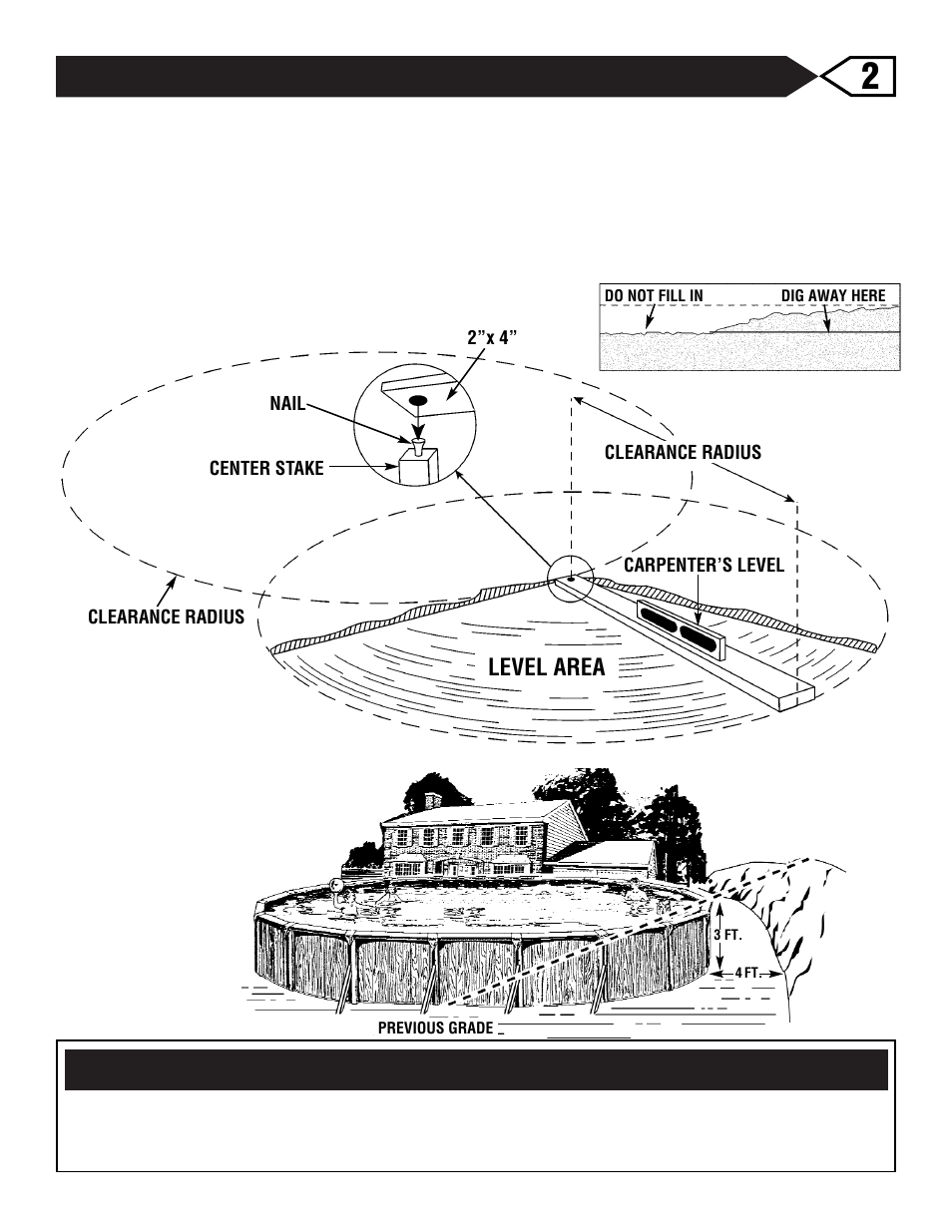 Warning - leveling the ground, Leveling the ground | Swim'n Play oval 4ft pool User Manual | Page 8 / 28