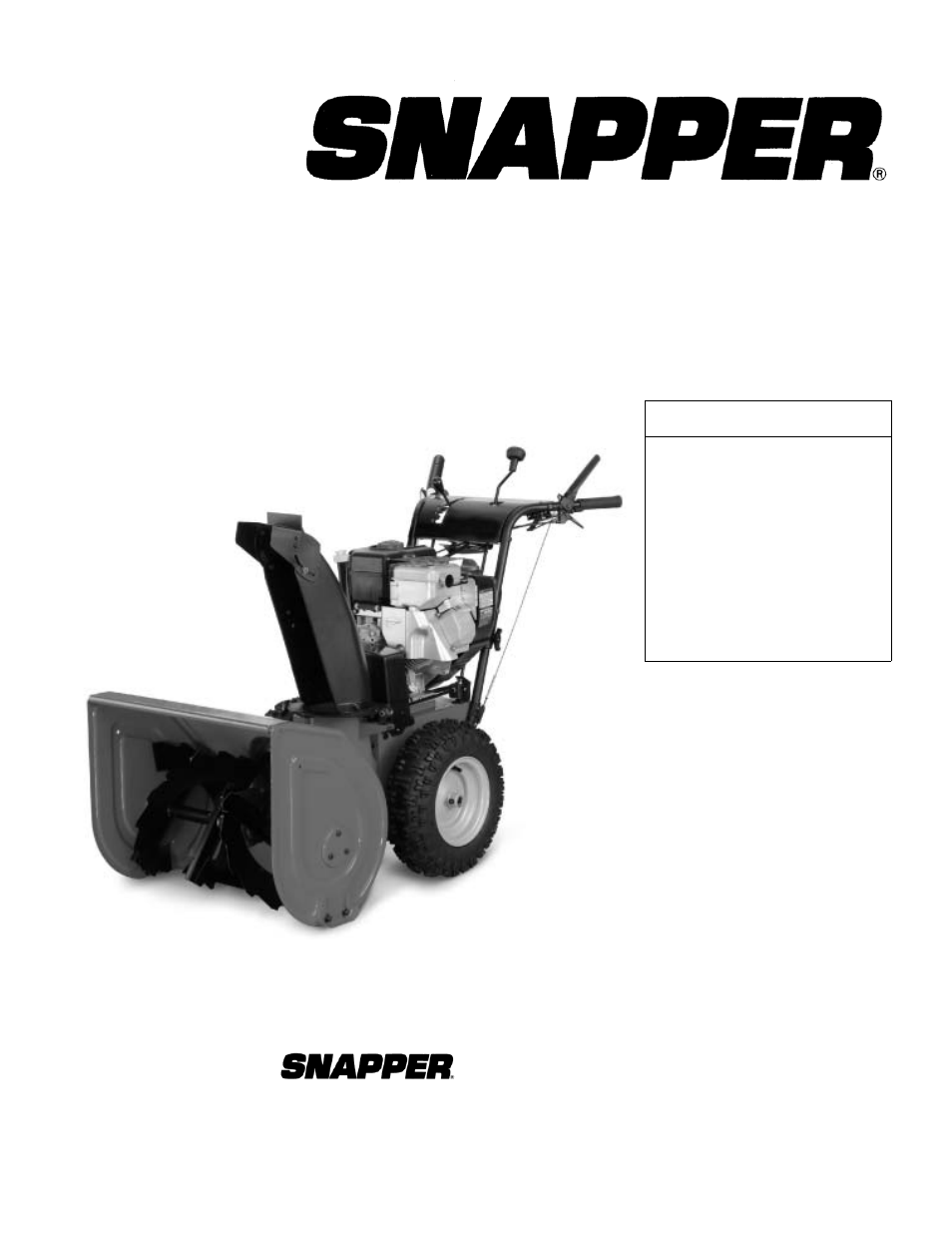 Snapper TWO STAGE LARGE FRAME (2006) SERIES 7 95247E (1694853) User Manual | 36 pages