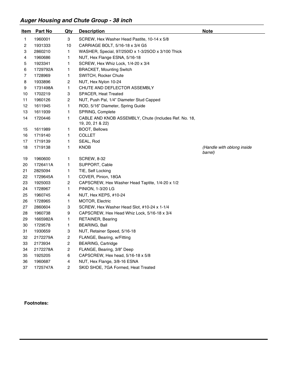 Auger housing and chute group - 38 inch | Snapper TWO STAGE LARGE FRAME (2006) SERIES 7 95247E (1694853) User Manual | Page 13 / 36