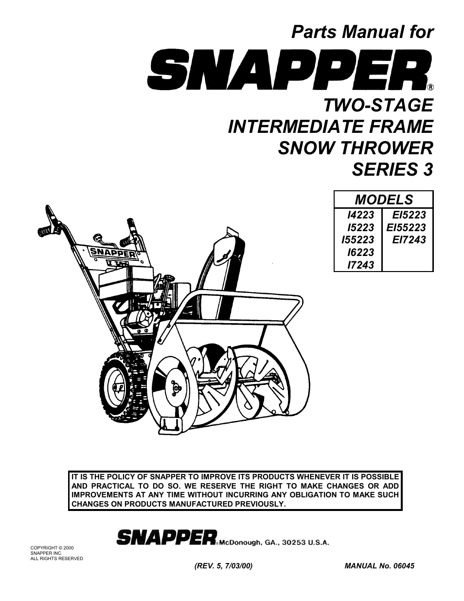 Snapper EI7243 User Manual | 24 pages