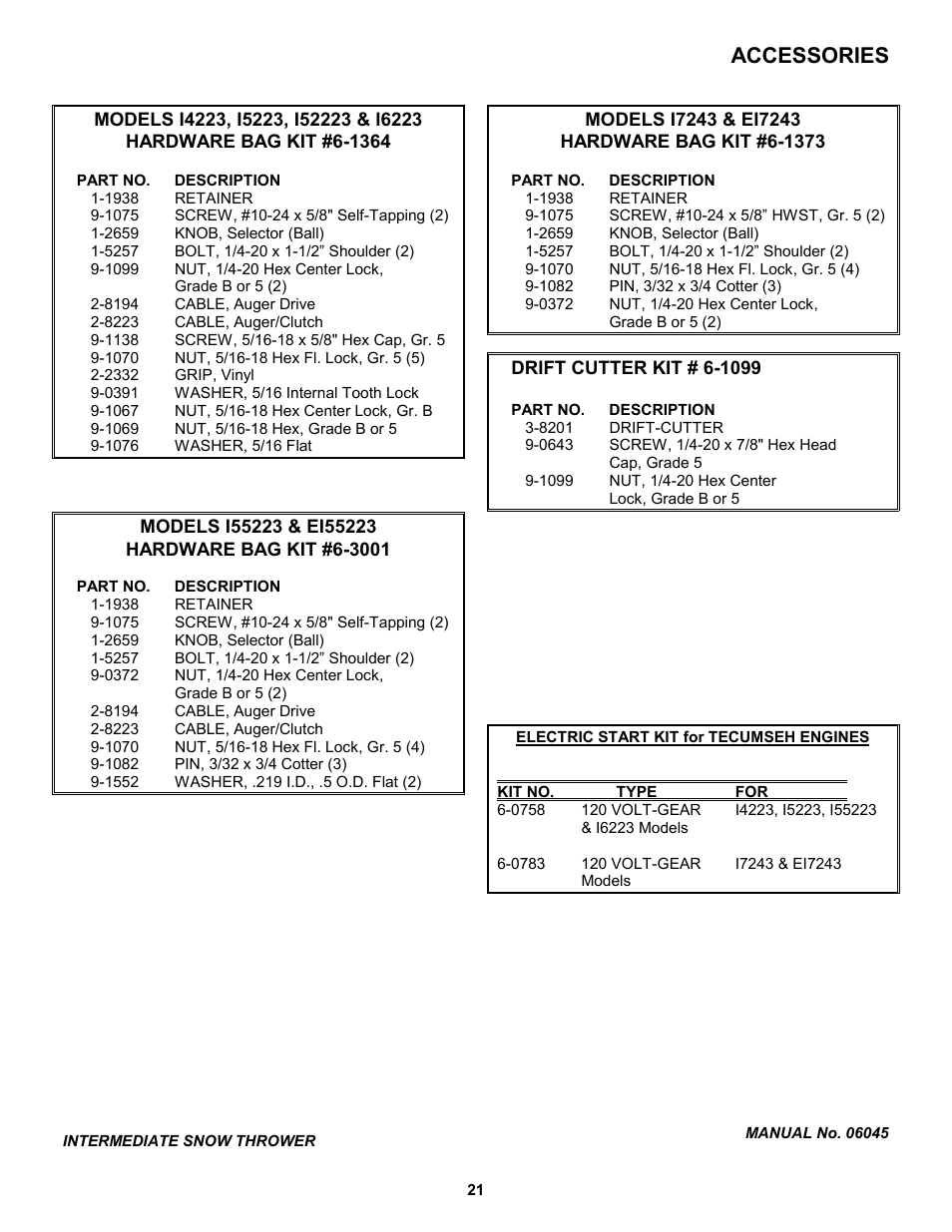 Accessories | Snapper EI7243 User Manual | Page 21 / 24