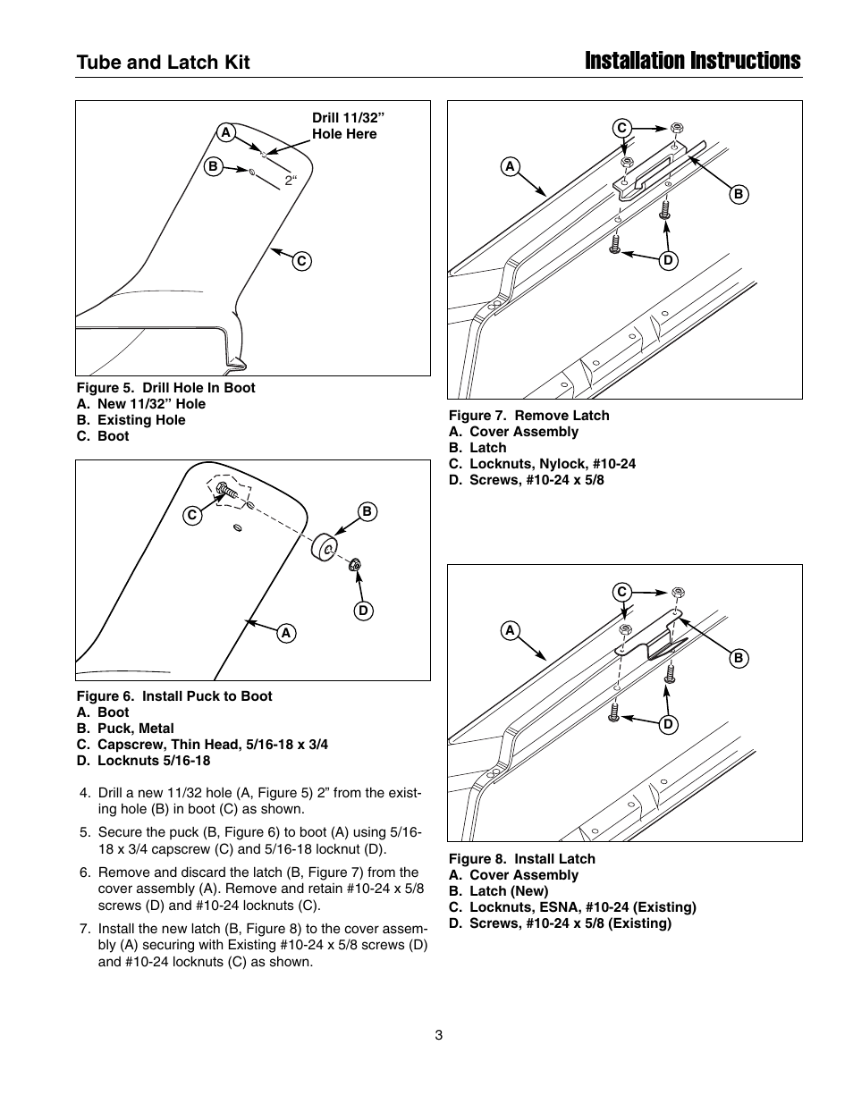 Installation instructions, Tube and latch kit | Snapper 1687262 User Manual | Page 3 / 4