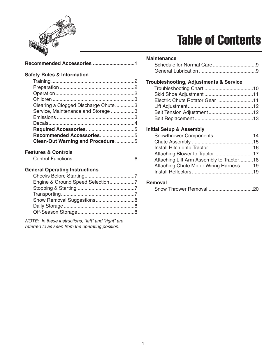 Snapper 42" Single-Stage Snowthrower User Manual | Page 3 / 28